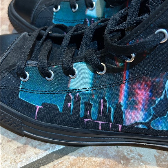 Miles Morales Custom Black High-Top Sneakers with Graphic Design, Size 12, EUC - Picture 8 of 13